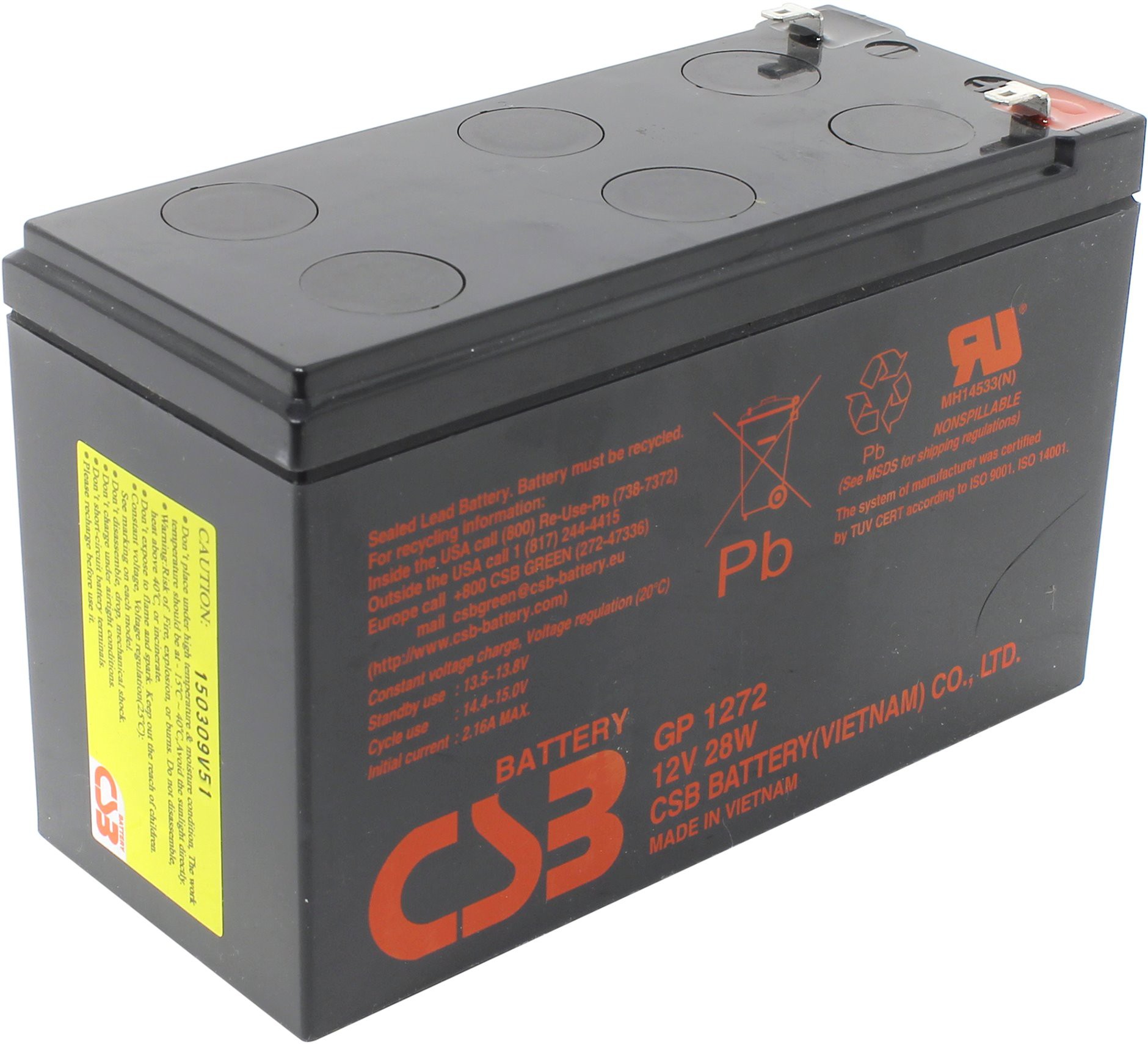 Аккумулятор для ибп 7.2Ah CSB GP1272 (12V, 7.2Ah)