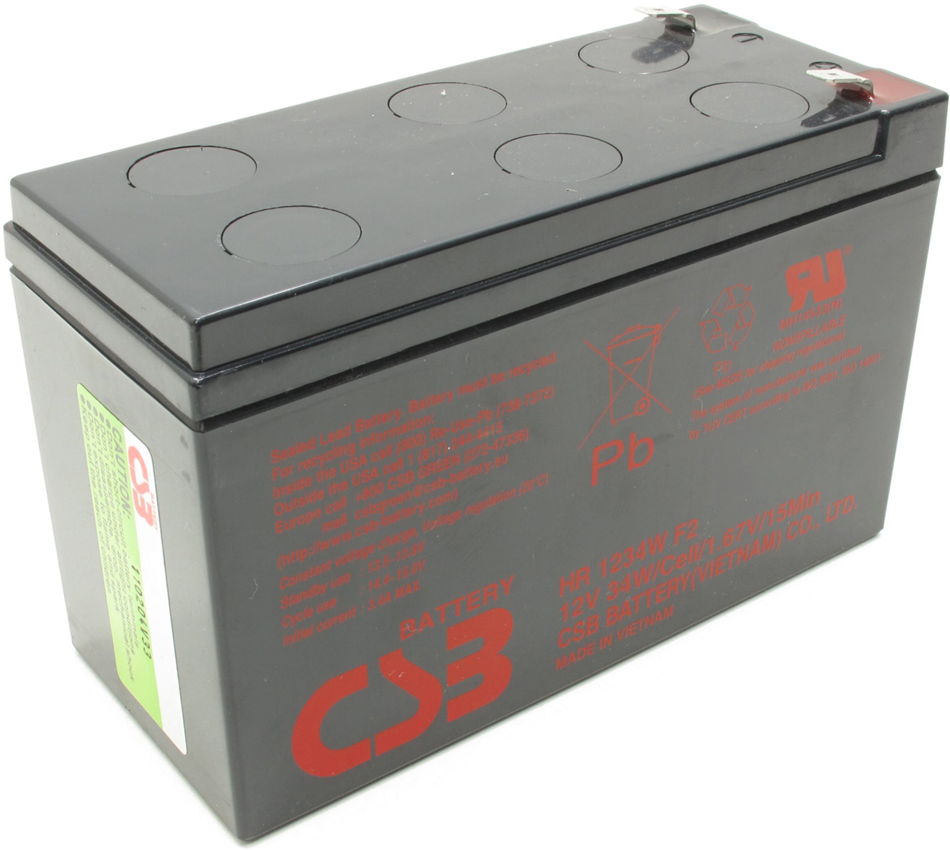 Аккумулятор для ибп 9Ah CSB HR 1234W F2 (12V, 9Ah)
