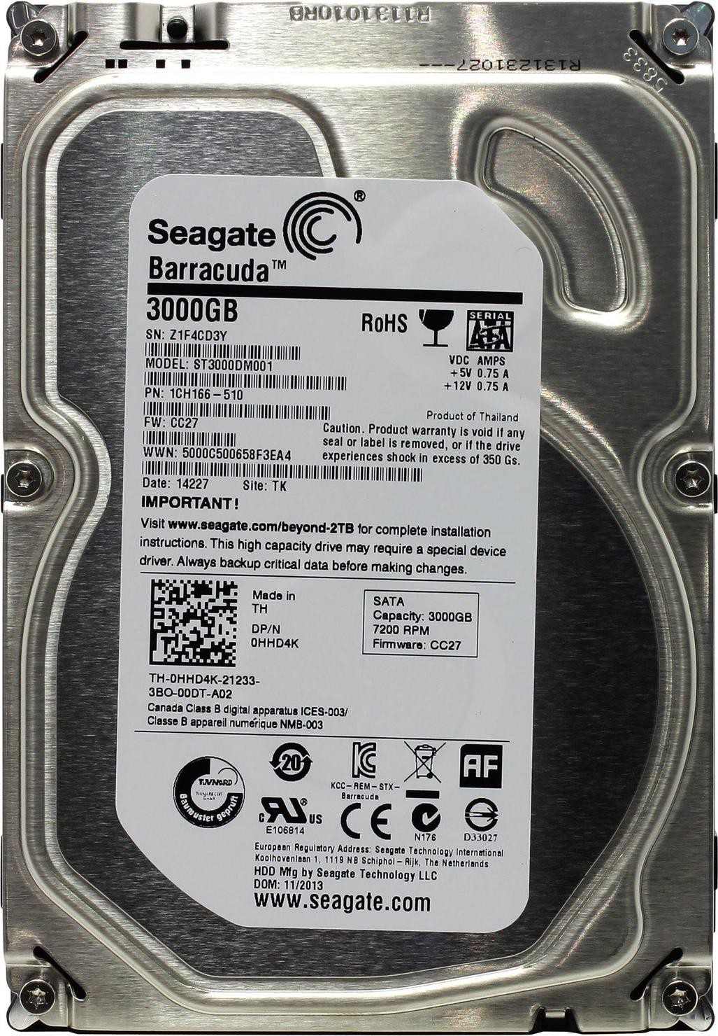Жесткий диск 3Tb Seagate Barracuda 7200.14 (ST3000DM001) (3.5