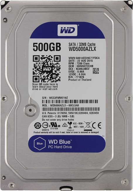 Жесткий диск 500Gb Western Digital Blue (WD5000AZLX) SATA3-600 7200rpm 32Mb