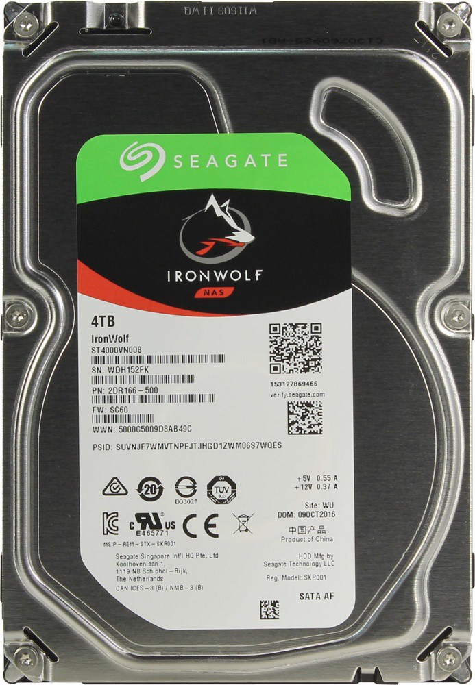 Жёсткий диск 4Tb Seagate IronWolf (ST4000VN008) (SATA-6Gb/s, 5900rpm, 64Mb)