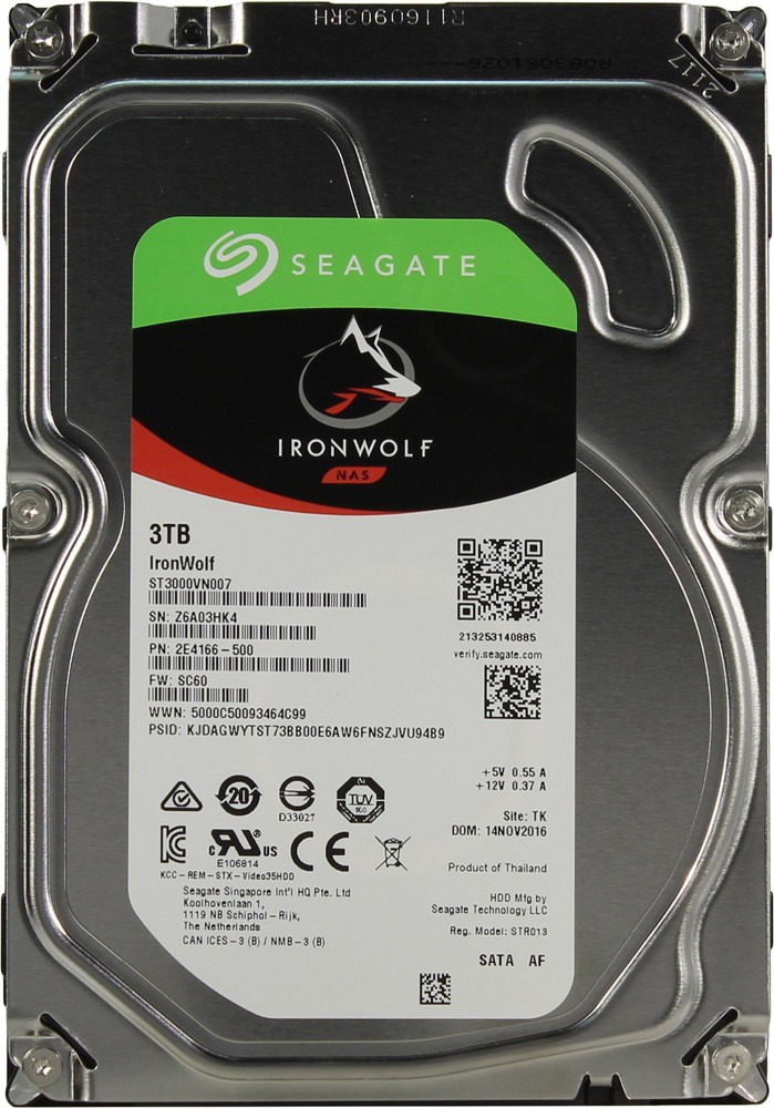 Жёсткий диск 3Tb Seagate IronWolf (ST3000VN007) (SATA-6Gb/s, 5900rpm, 64Mb)