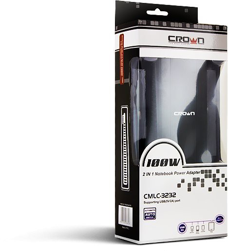 Зарядное устройство для ноутбука Crown Micro CMLC-3232 100W,сетевой кабель и в автомобильный прикуриватель
