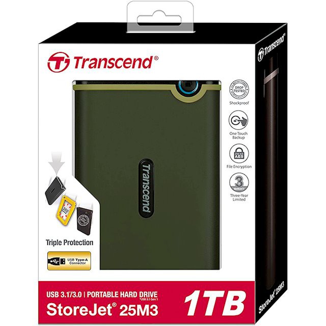 Внешний жесткий диск 1Tb Transcend StoreJet 25M3 Slim (TS1TSJ25M3S) 2.5