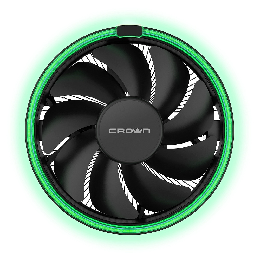 Вентилятор Crown CM-1152PWM GREEN (SocAll, 1000-1800rpm, 63CFM, 26.3дБА, 4pin PWM, Green Led, 115W)