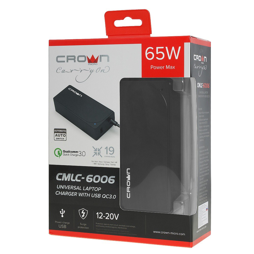      Crown CMLC-6006 (19 , 65W, USB QC 3.0)