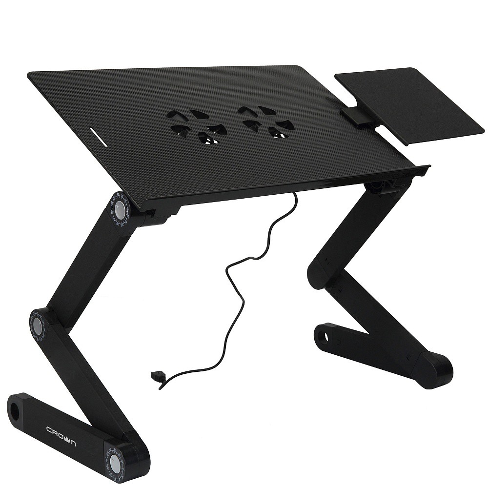 Подставка для ноутбука Crown CMLS-121B Black (Столик для ноутбука с подставкой, 17”, 2х80мм, питание от USB)
