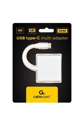 Переходник Cablexpert A-CM-HDMIF-02-SV Silver (USB Type-C вилка -> HDMI розетка, USB type-C розетка, USB 3.0 розетка, 4K/30Hz)