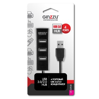 Разветвитель USB GINZZU GR-339UB 4 port (1xUSB3.0+3xUSB2.0)