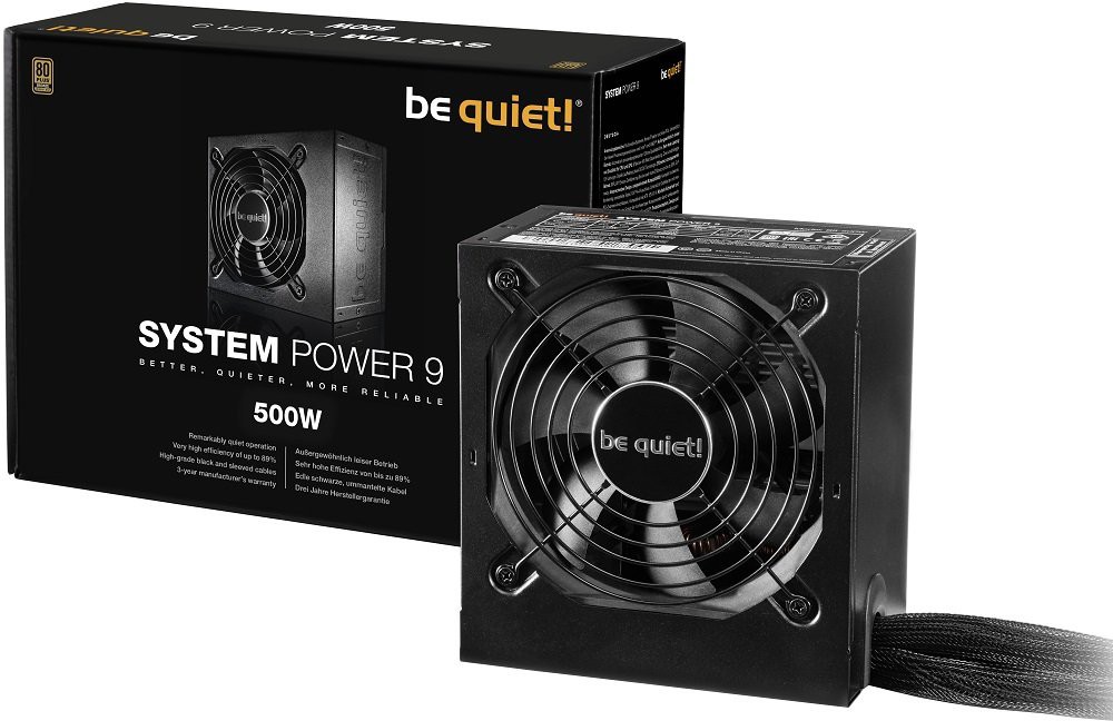 Блок питания 500W be quiet! System Power 9 500W (BN246) (120мм, 24+8pin, 2x6/8pin, 2xMolex, 6xSATA, 80+ Bronze)