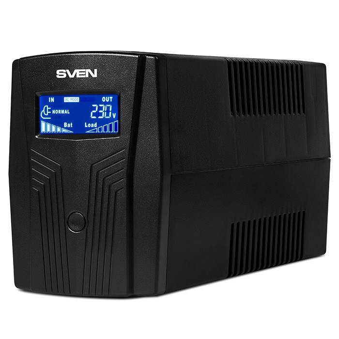 Источник бесперебойного питания 650VA SVEN Pro 650 (LCD, USB) (650VA, 390W, 2xEuro, RJ-45, USB)