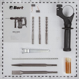 Перфоратор Bort BHD-1500X (93410341) (1500 Вт, питание: сеть, 4100 ударов/мин, энергия удара: 6 Дж, 5000 г)