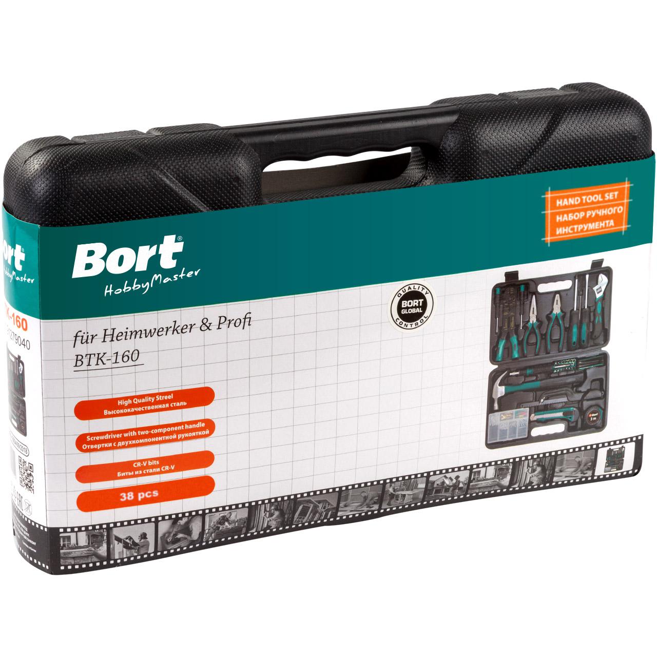 Набор инструментов Bort BTK-160 (91279040) (универсальный набор, 38 предметов)