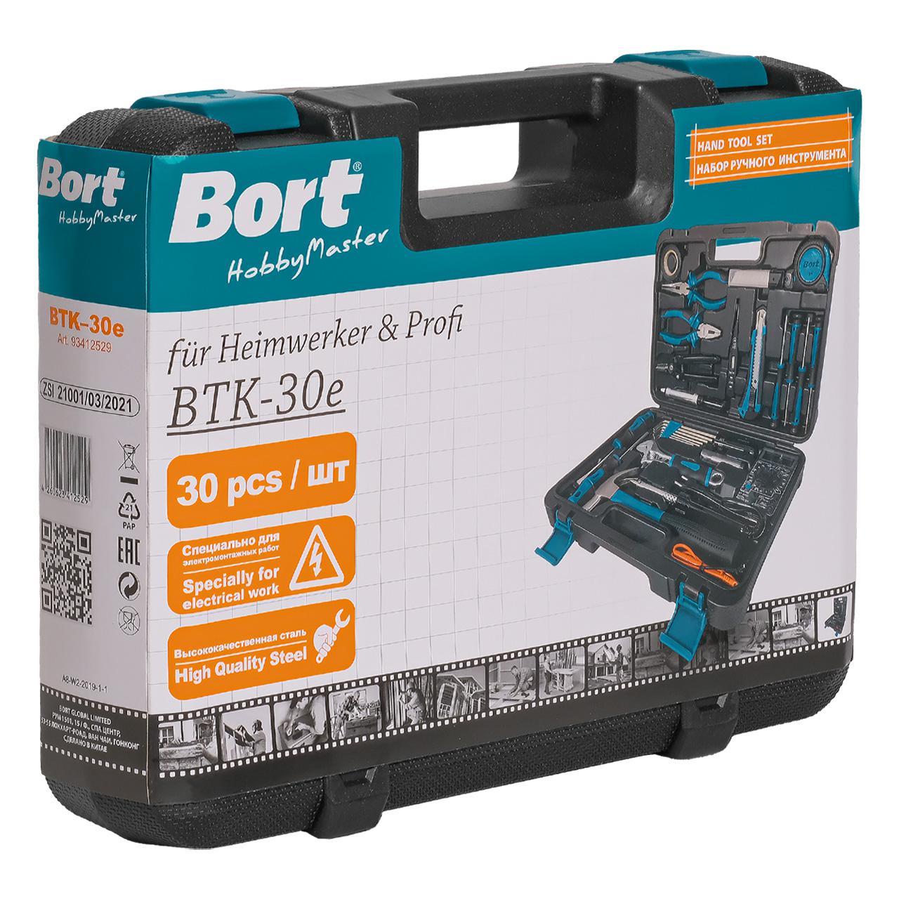Набор инструментов Bort BTK-30E (93412529) (универсальный набор, 30 предметов)