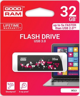 USB flash disk 32Gb Goodram UCL3 32Gb (UCL3-0320K0R11) Black (выдвижной разъем, пластик, USB 3.0)