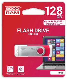 USB flash disk 128Gb Goodram UTS3 128Gb (UTS3-1280R0R11) Red (раскладной корпус, металл/пластик, USB3)