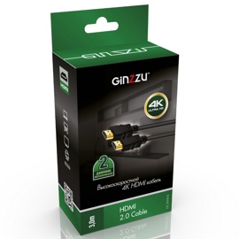 Кабель GINZZU GC-844HS HDMI v2.0 3м 4К ((3840 Х 2160) на частоте 60 Гц )