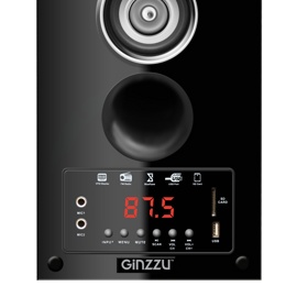Напольная акустическая система GINZZU GM-302 (2.0 2x45W с функцией BLUETOOTH, ФМ-РАДИО и КАРАОКЕ (USB/2RCA/SD/FM/AUX/ДУ))