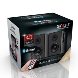 Колонки GINZZU GM-311 (2.0, 40 Вт(RMS), Bluetooth 5.0, Пульт, Эквалайзер, SD-card, USB-flash)