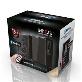 Колонки GINZZU GM-312 (2.0, 50Вт, Bluetooth, AUX, TF-card, USB-flash)
