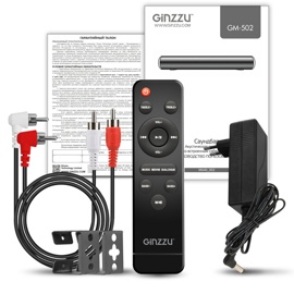 Саундбар GINZZU GM-502 (2х15W+30W/HDMI/RCA/Optical/BT/USB/TF/ДУ (2.1 со встроенным сабвуфером))