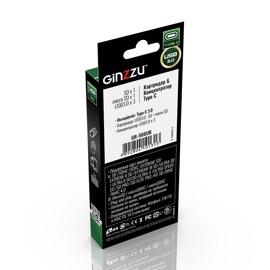 Картридер GINZZU GR-566UB Black (USB Type-C, SD/microSD+3xUSB3.0, металл)