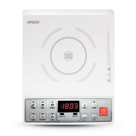 Плита индукционная GINZZU HCI-165 White (1 конфорка, 2000W, 5 программ, таймер, белая)