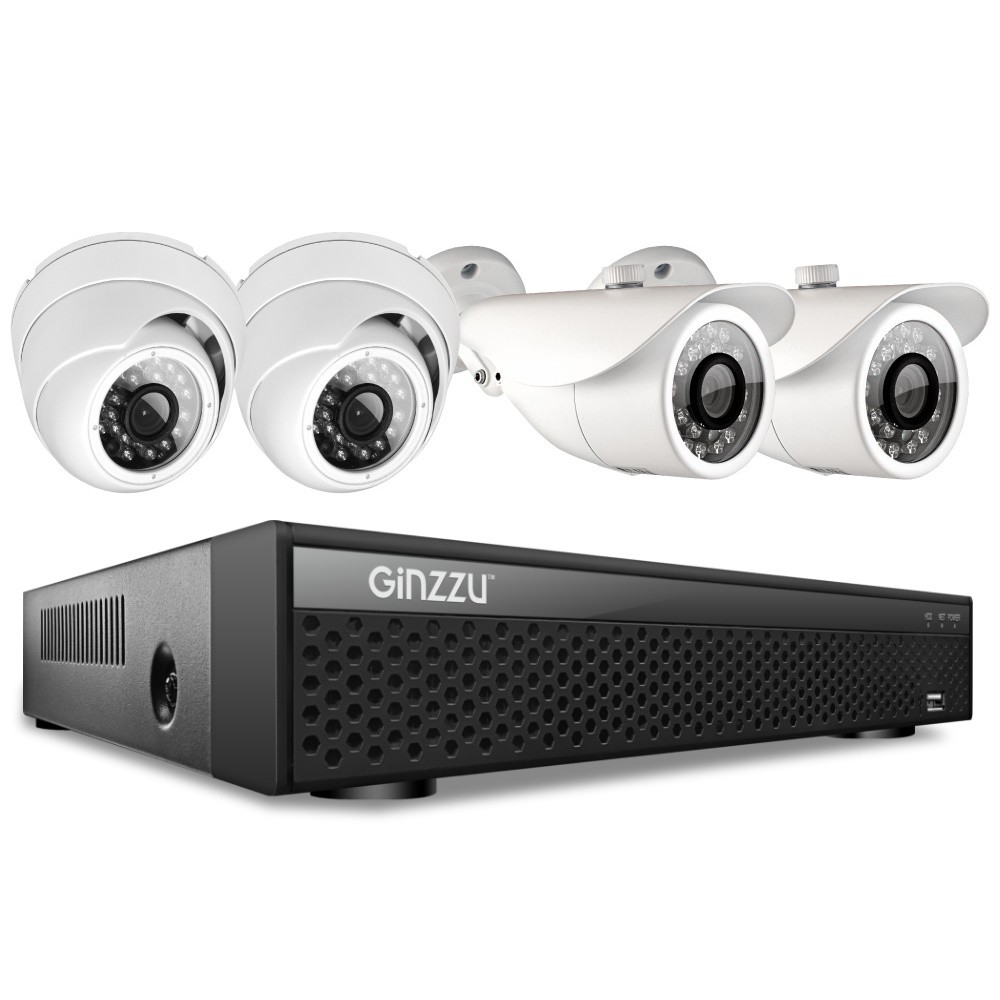 Комплект видеонаблюдения GINZZU HK-447D (4ch, 5MP, HDMI,2ул+2куп кам 5.0Mp, IR20м)