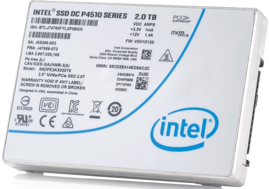 Жесткий диск SSD 2Tb Intel DC P4510 (SSDPE2KX020T801) (PCI-Ex 3.0 x4, 2.5