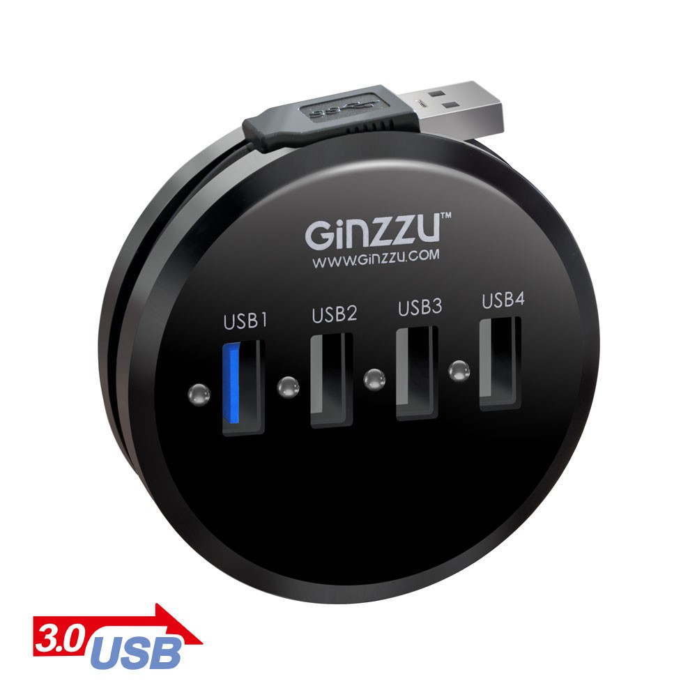 Разветвитель USB GINZZU GR-314UB USB 3.0/2.0, 4 port(1xUSB3.0+3xUSB2.0)