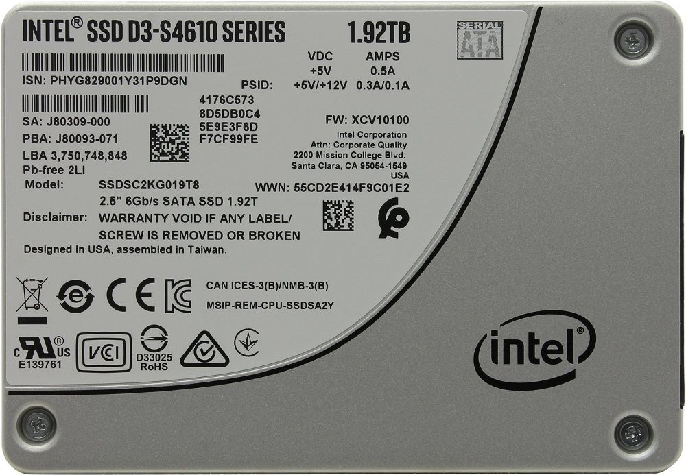 Жесткий диск SSD 1.92Tb Intel D3-S4610 (SSDSC2KG019T801)