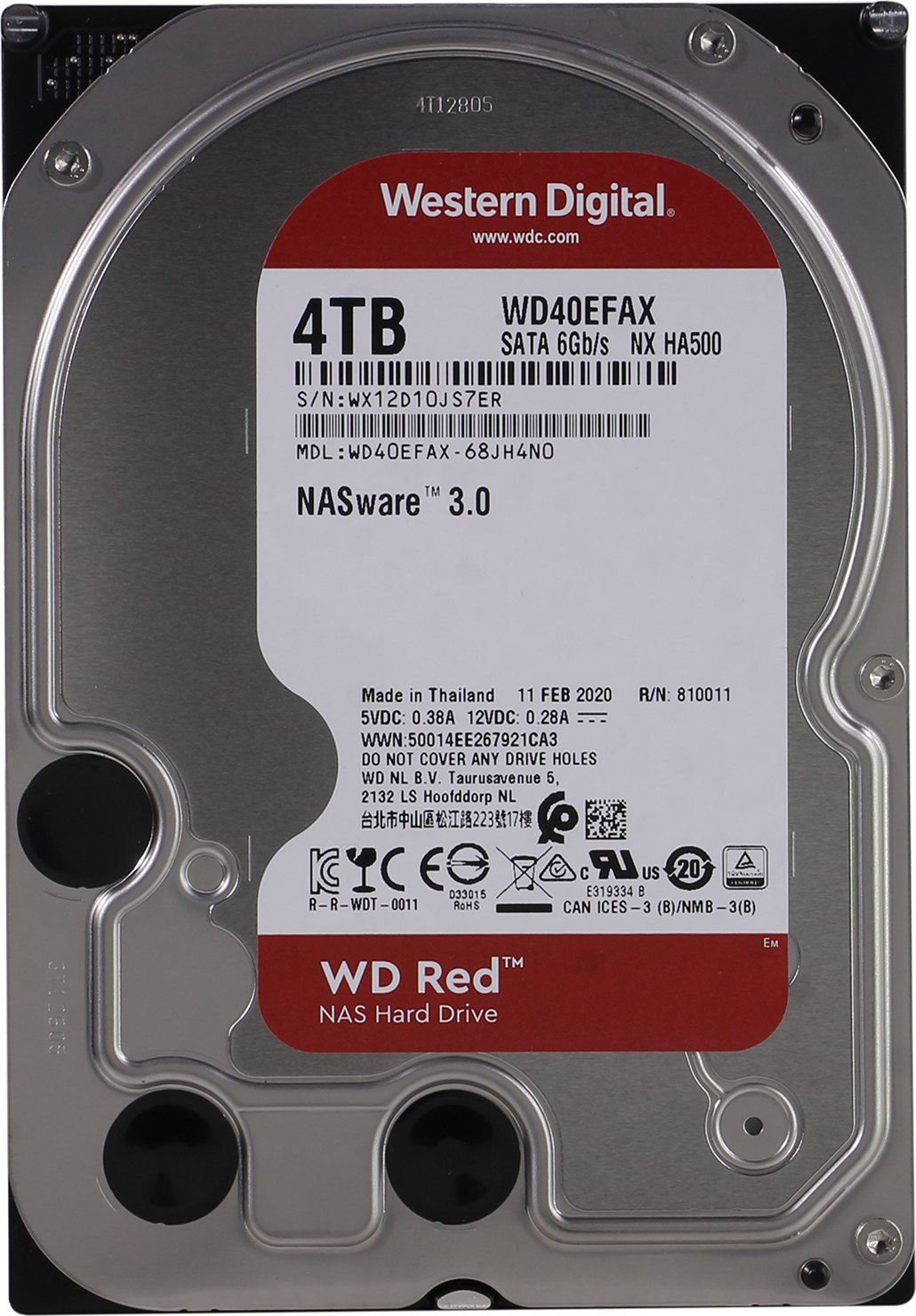 Жесткий диск 4Tb Western Digital Red (WD40EFAX) (SATA-6Gb/s, 5400rpm, 256Mb)