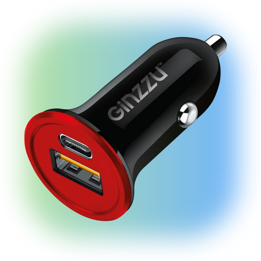 Автомобильное зарядное устройство GINZZU GA-4504UB в прикуриватель, USB -QC3.0(5V/9V/12V), Type C -PD-(5V/9V/12V)