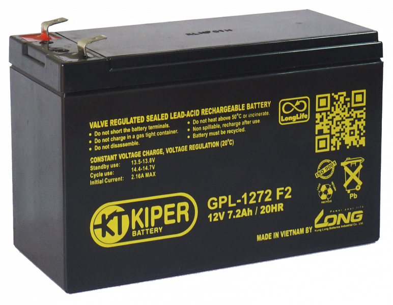 Аккумулятор для ИБП 7.2Ah Kiper GPL-1272 F2