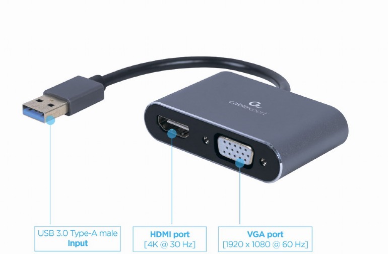 Преобразователь сигнала Cablexpert A-USB3-HDMIVGA-01