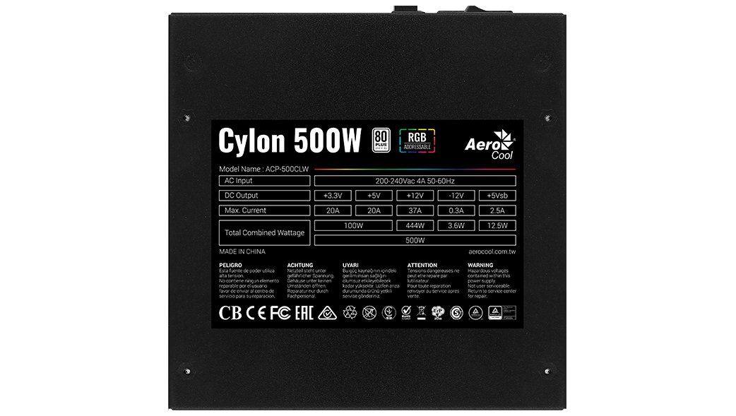 Блок питания 500W Aerocool Cylon 500W (ACPW-CL50AEC.11)