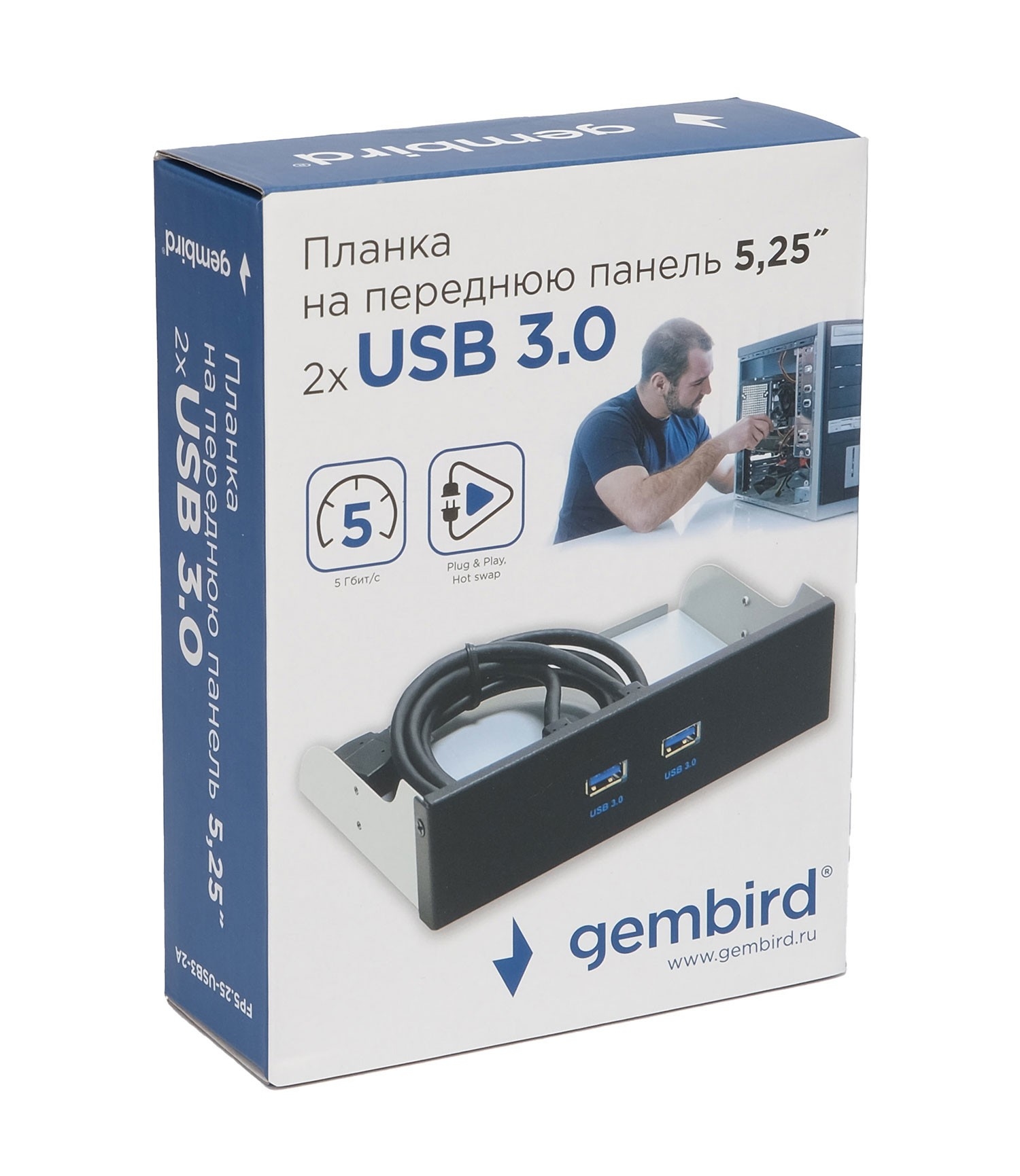 USB Gembird FP5.25-USB3-2A ( 2x USB 3.0    5.25