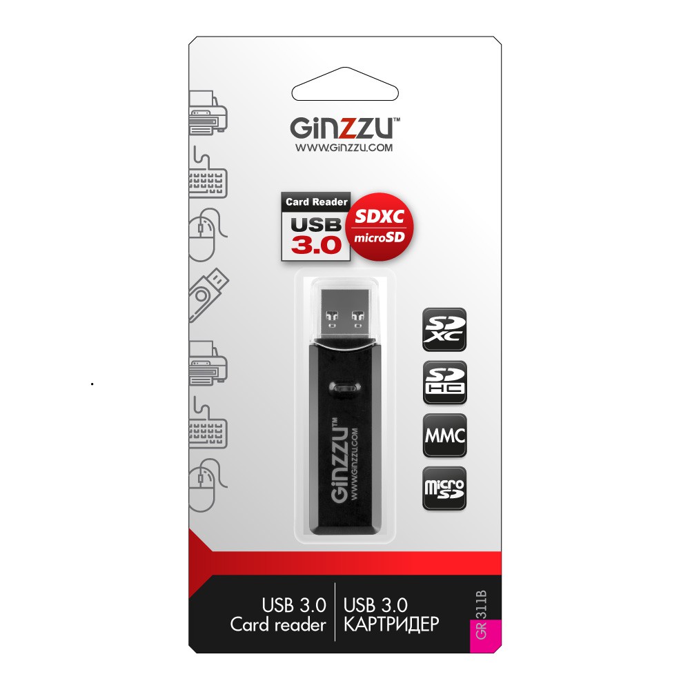  Ginzzu GR-311B (, 2 , USB 3.0)