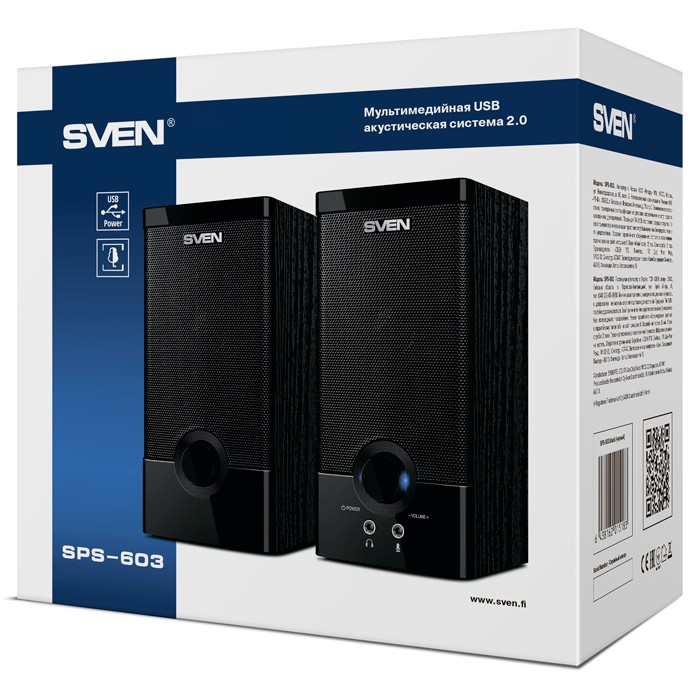  Sven SPS-603 Black (2.0, 2x3W, USB)