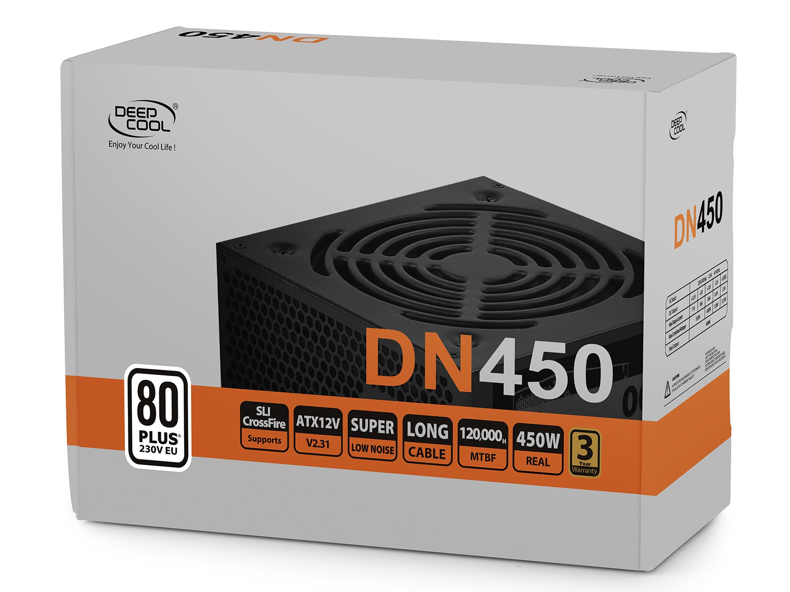 Блок питания 450W Deepcool DN450 (DP-230EU-DN450) (120mm, 24+8pin, 6/8pin, 3xMolex, 5xSATA, aPFC)