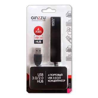 Разветвитель USB GINZZU GR-334UB 4 port (1xUSB3.0+3xUSB2.0)