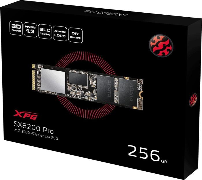 Жесткий диск SSD 256Gb ADATA XPG SX8200 Pro (ASX8200PNP-256GT-C) (M.2, PCI Express 3.0 x4 (NVMe 1.3))