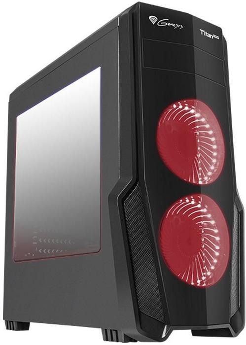  Genesis TITAN 800 (NPC-1128) Black (Miditower, ATX, USB3/0/USB2.0, 4xFan Red Led, w/o PSU, Window)