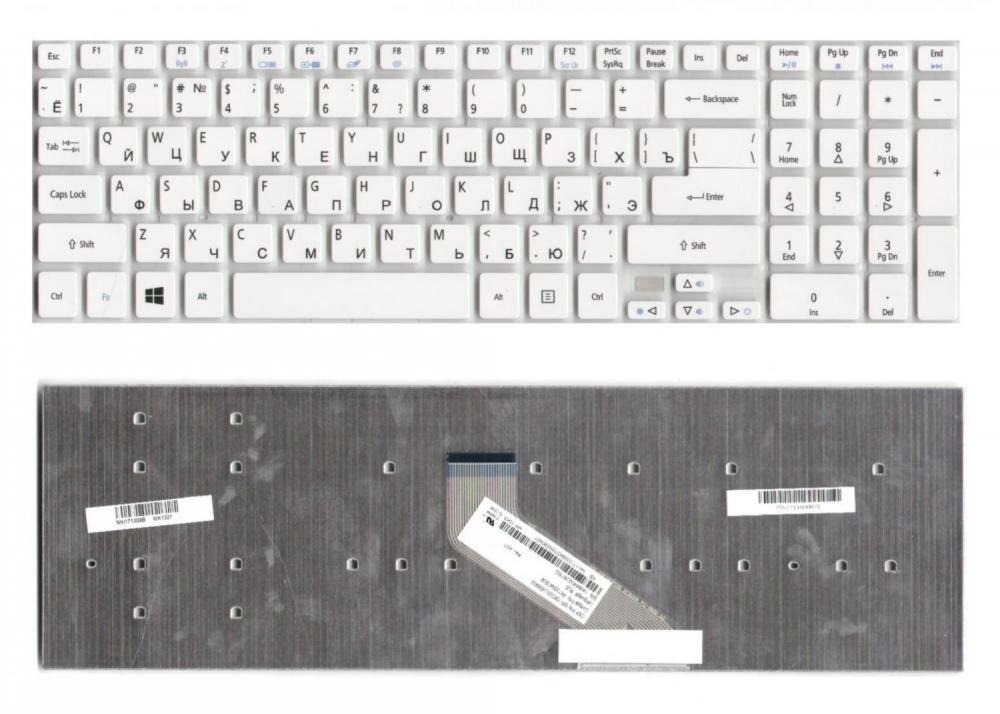 Клавиатура для ноутбука Acer Aspire 5830, V3, белая (NBB-00-00005166)
