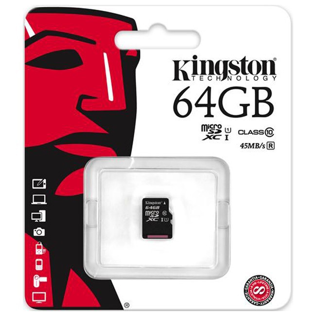 Карта памяти 64Gb Kingston microSDXC Class10 UHS-I U1 (SDC10G2/64GBSP)
