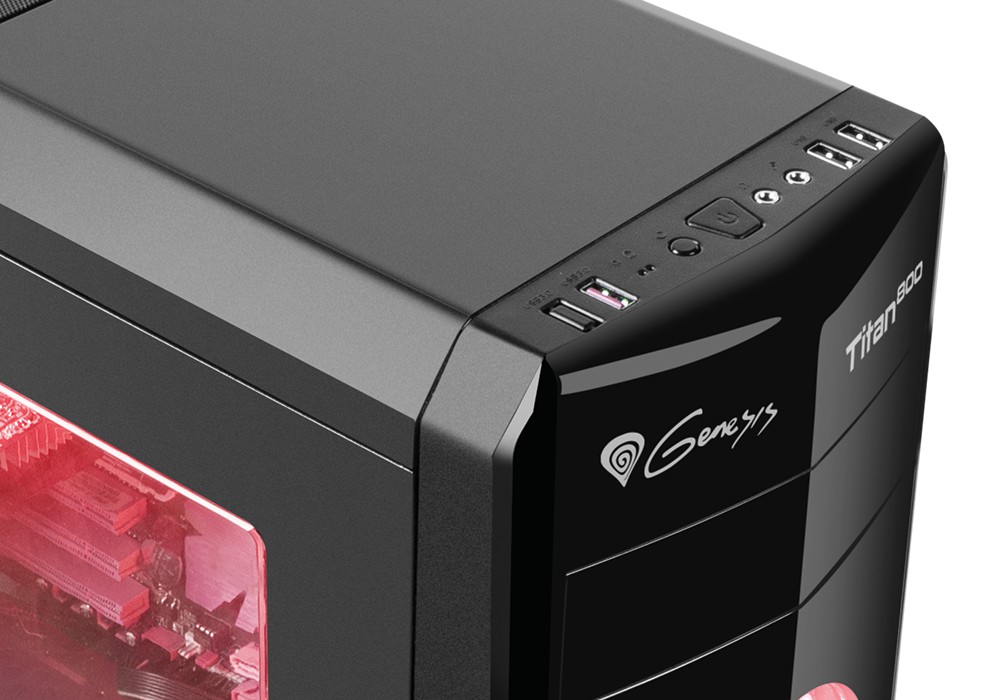 Корпус Genesis TITAN 800 (NPC-1128) Black (Miditower, ATX, USB3/0/USB2.0, 4xFan Red Led, w/o PSU, Window)