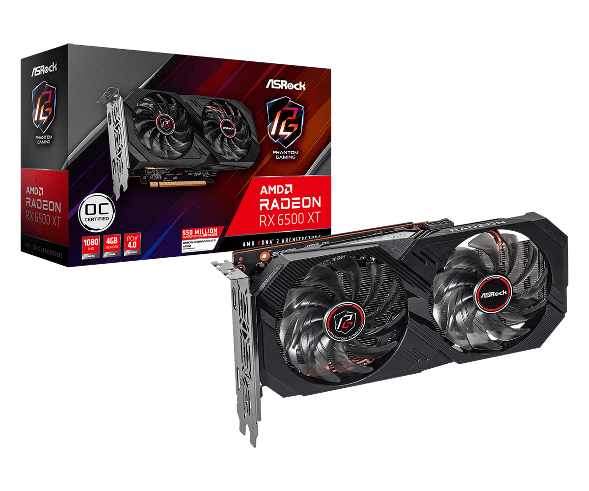  AsRock RX 6500XT Phantom Gaming D 4GB OC (RX6500XT PGD 4GO)