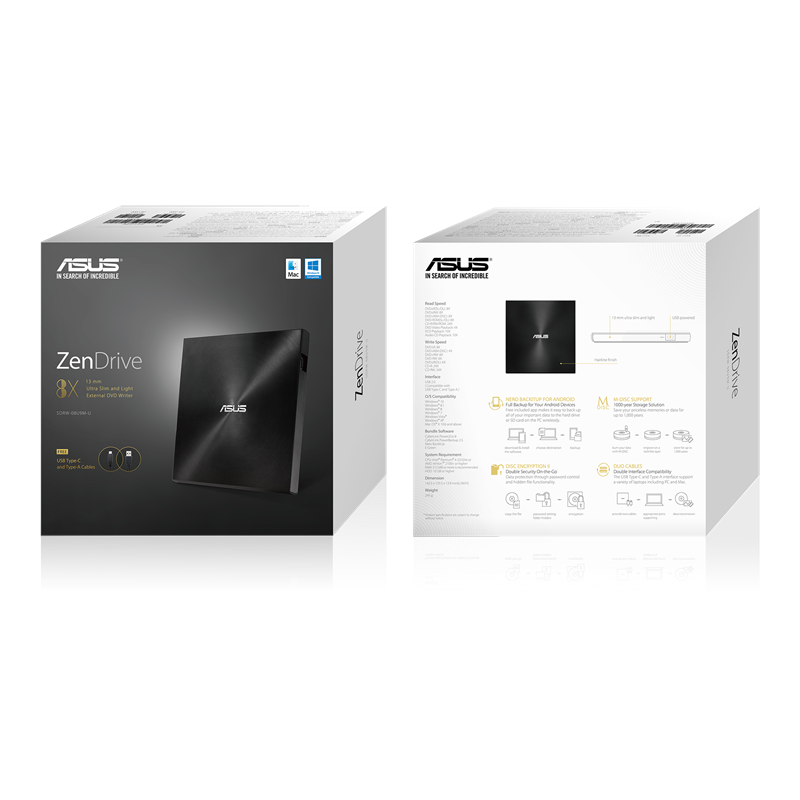 Внешний DVD+/-RW Asus ZenDrive U9M (SDRW-08U9M-U) Black