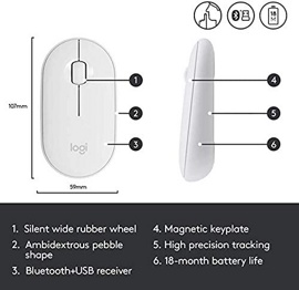 Мышь Logitech M350 Pebble (White) (910-005541)- фото2