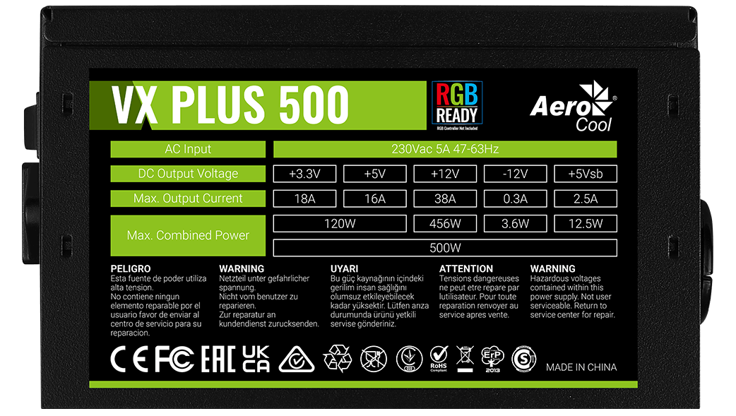 Блок питания 500W Aerocool VX-500 PLUS RGB- фото4